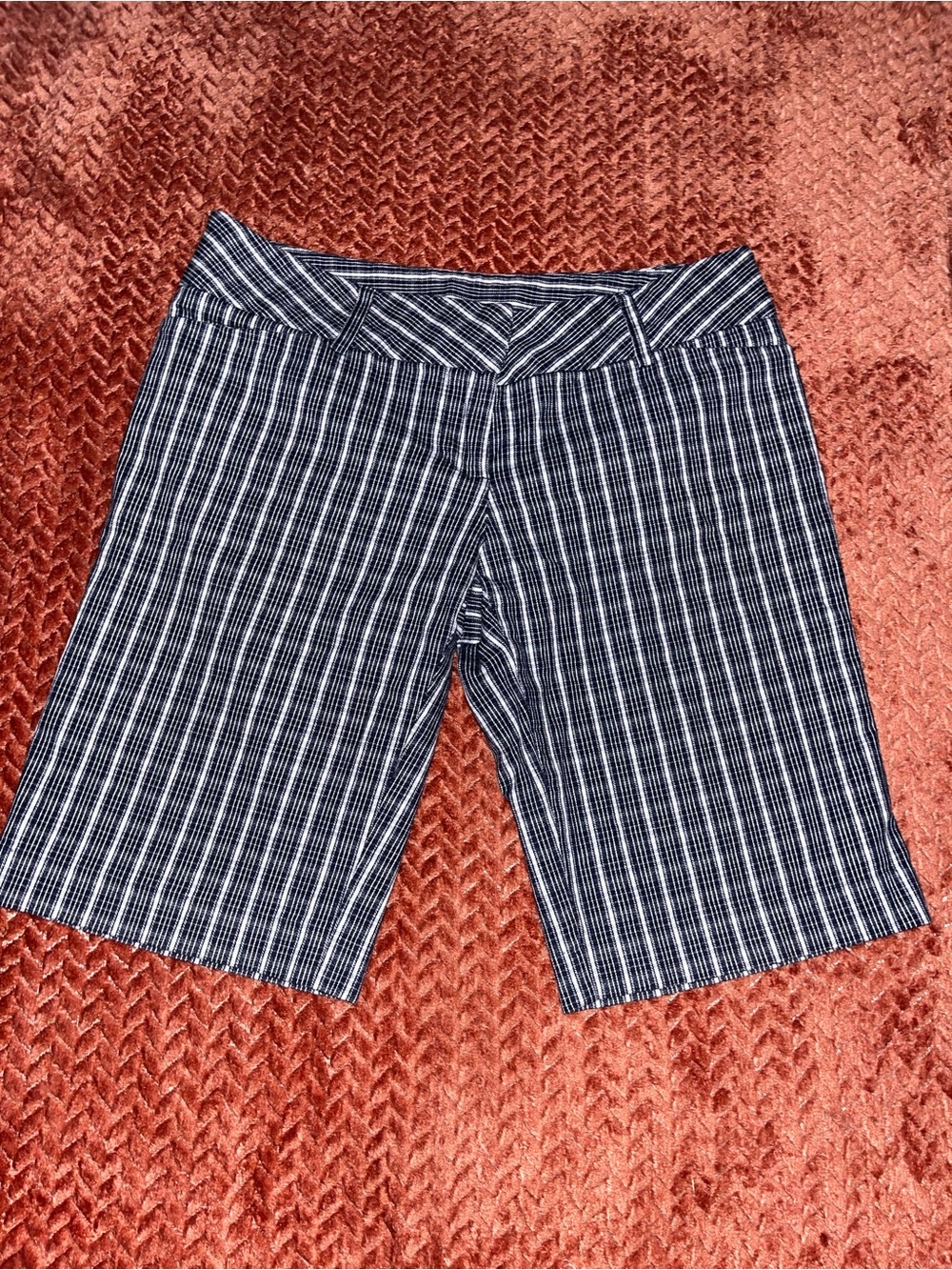 AKIRA Navy and White Striped Bermuda Shorts. Size S